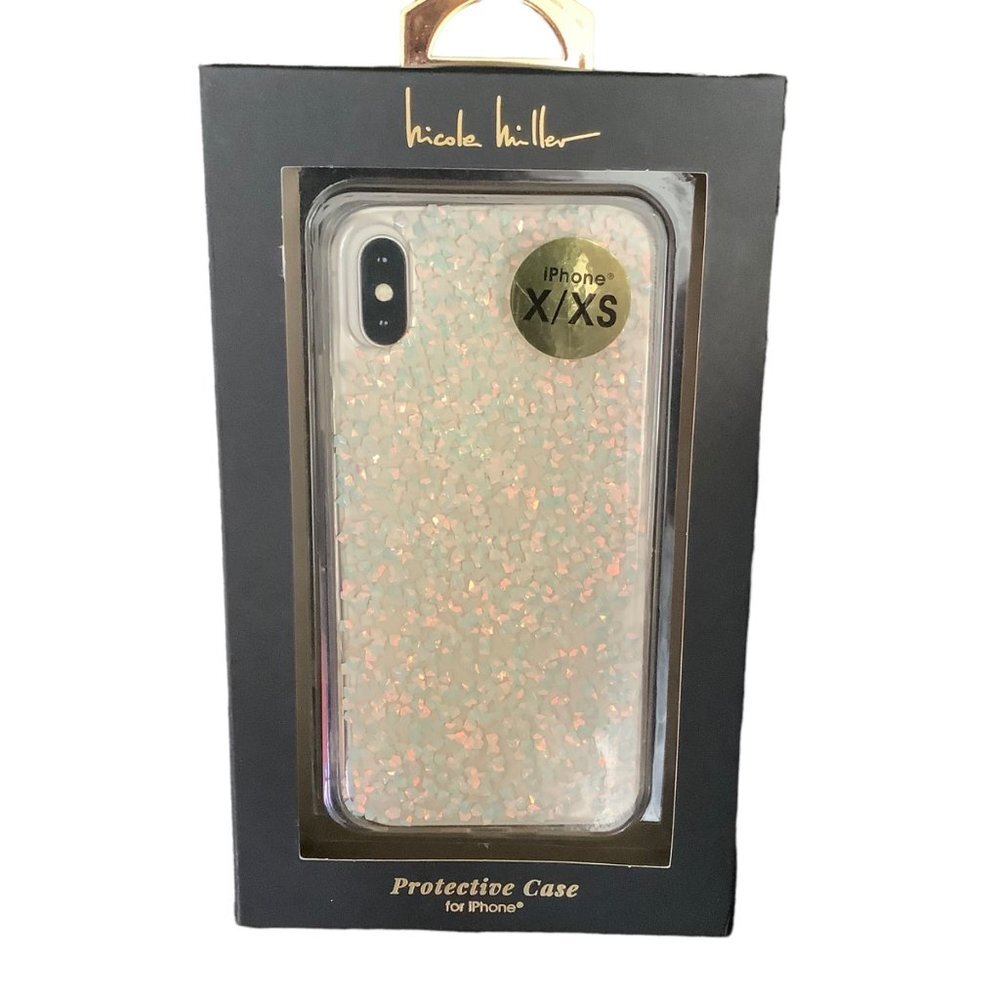 Nicole Miller Cell Phone Case IPhone‎ X/XS Sparkly Iridescent Confetti NEW NWT